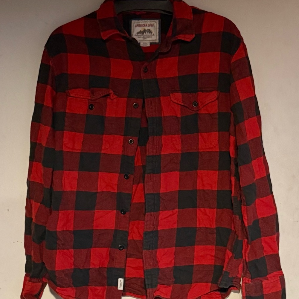 American Eagle Outfitters Red and Black Plaid Shirt